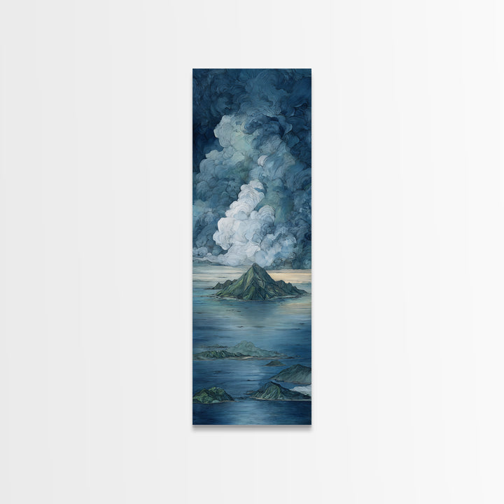 Island Volcano with Lush Foreground Canvas Print, Tropical Art, Fine Art Print, Living Room Decor, Tropic, Digital Prints, TRO-1x3-5