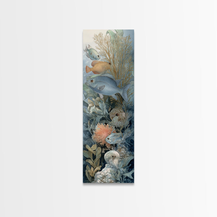 Tropical Fish over Coral Reef Framed Canvas Print, Tropical Art, Gallery Decor, Living Room Decor, Fine Art, Tropic, Wall Art, TRO-1x3-71