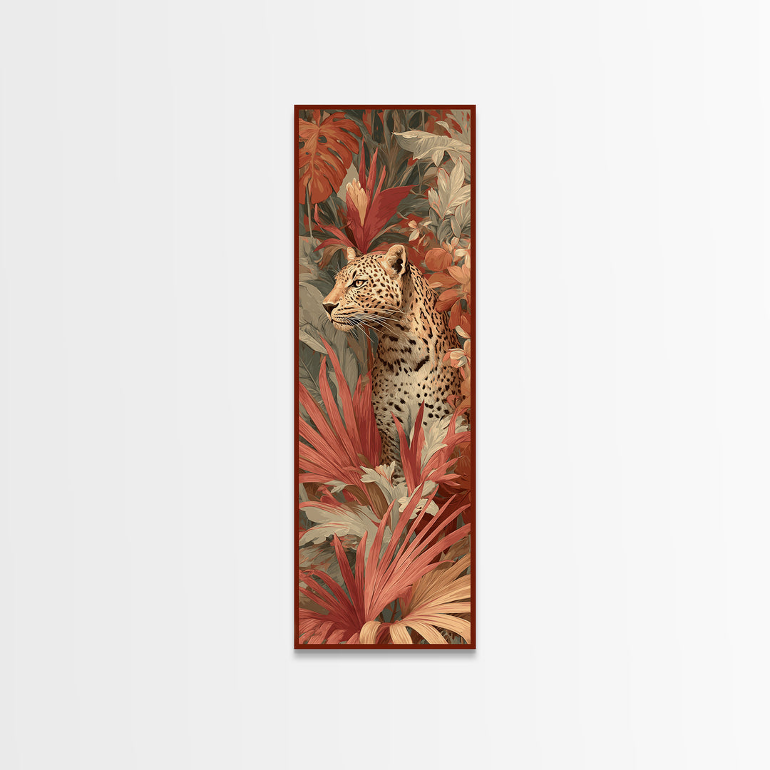 Leopard Hidden Among Palm Leaves Canvas Print, Tropical Art, Textured Painting, Living Room Decor, Fine Art, Tropic, TRO-1x3-98