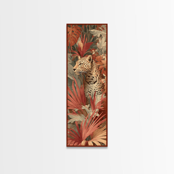 Leopard Hidden Among Palm Leaves Canvas Print, Tropical Art, Textured Painting, Living Room Decor, Fine Art, Tropic, TRO-1x3-98
