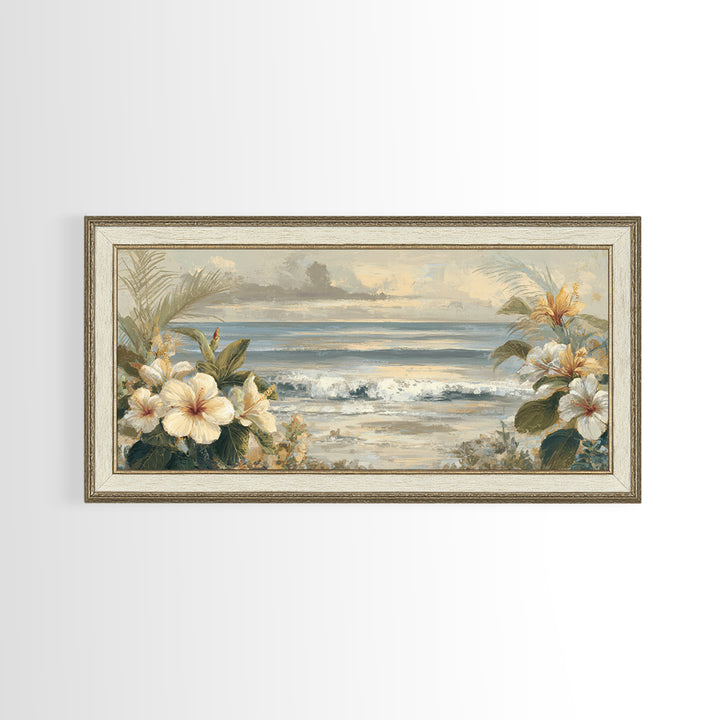 Sunset Surf Scene Framed Canvas Print, Tropical Art, Room Decor, Living Room Decor, Fine Art, Tropic, Printable, TRO-2x1-18