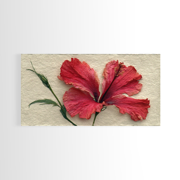 Hibiscus Flower Closeup Framed Canvas Print, Tropical Art, Printable, Living Room Decor, Oil Painting, Tropic, Coastal Decor, TRO-2x1-25