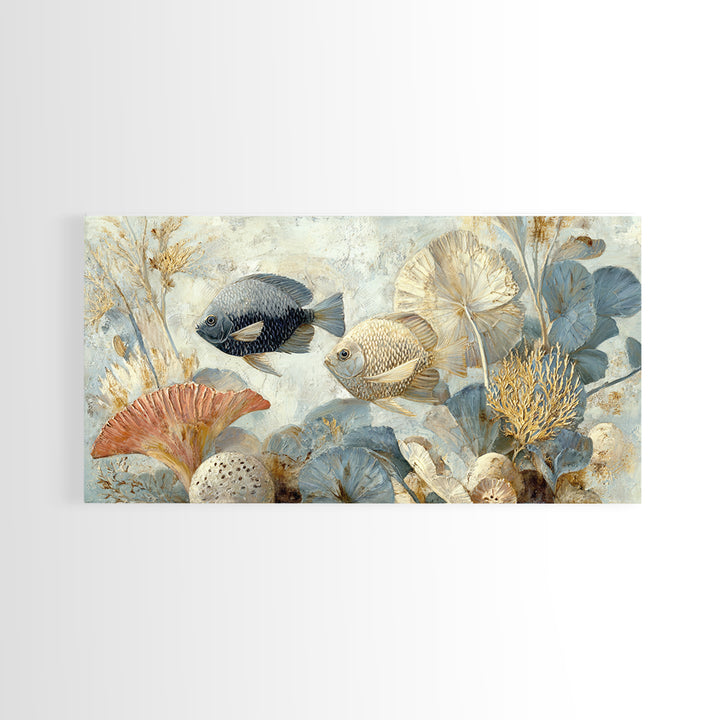 Tropical Fish over Coral Reef Canvas Print, Tropical Art, Digital Print, Living Room Decor, Tropic, Downloadable Prints, TRO-2x1-31