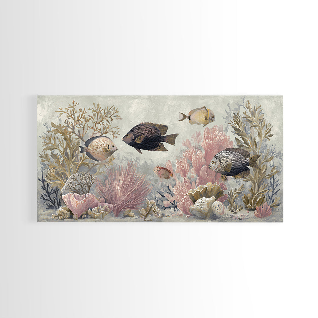 Leopard Hidden Among Palm Leaves Framed Canvas Print, Tropical Art, Contemporary Art, Living Room Decor, Fine Art, Tropic, TRO-2x1-34