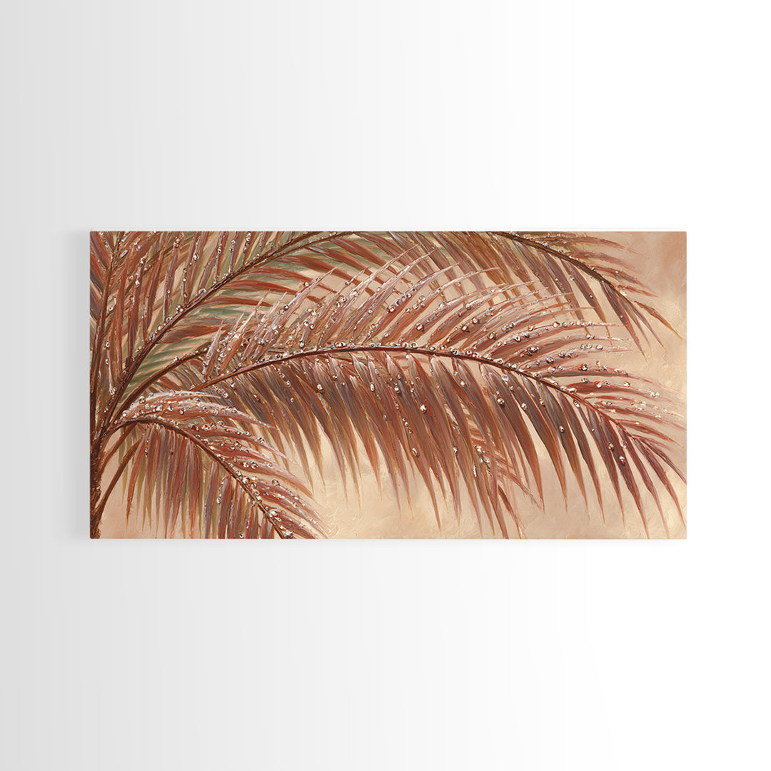 Rain Soaked Palm Leaf Closeup Canvas Print, Tropical Art, Art Print, Living Room Decor, Fine Art, Tropic, Abstract Painting, TRO-2x1-41