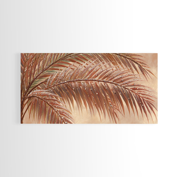 Rain Soaked Palm Leaf Closeup Canvas Print, Tropical Art, Art Print, Living Room Decor, Fine Art, Tropic, Abstract Painting, TRO-2x1-41