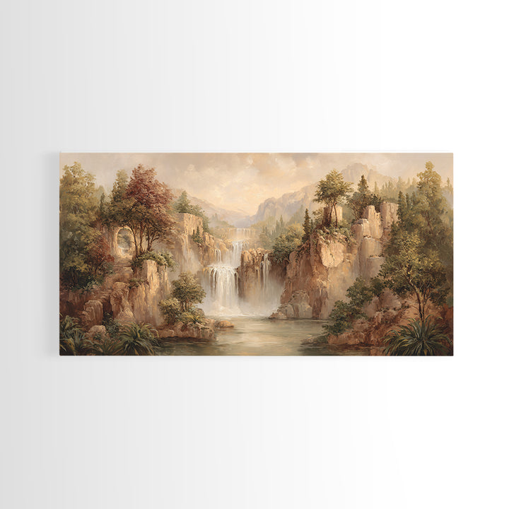 Jungle Waterfall with Misty Light Canvas Print, Tropical Art, Wall Art Prints, Living Room Decor, Tropic, Beach Wall Art, TRO-2x1-57
