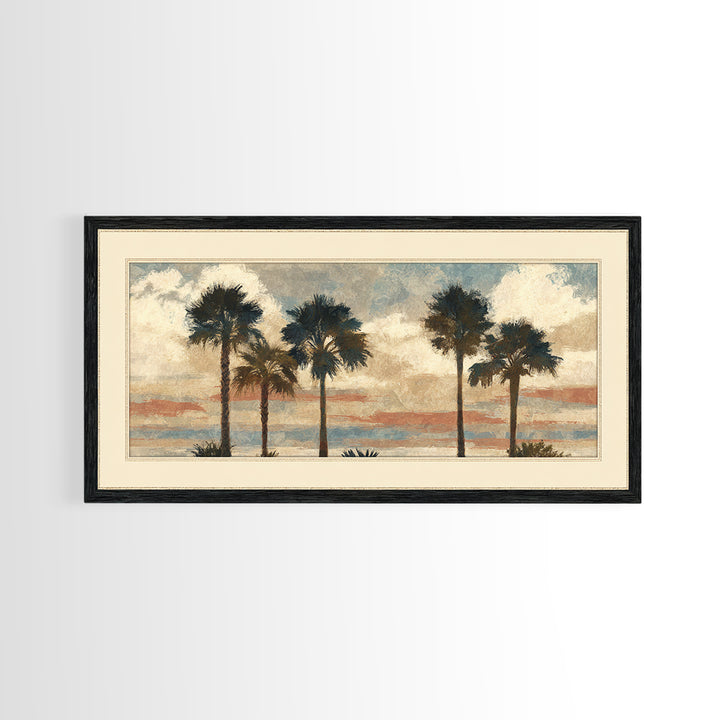 Palm Tree Silhouettes Framed Canvas Print, Tropical Art, Wall Art Prints, Living Room Decor, Fine Art, Tropic, Beach Wall Art, TRO-2x1-72