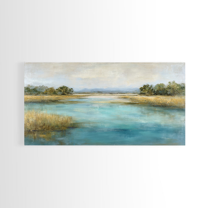 Tropical Lagoon with Turquoise Water Framed Canvas Print, Tropical Art, Room Decor, Living Room Decor, Fine Art, Tropic, TRO-2x1-75