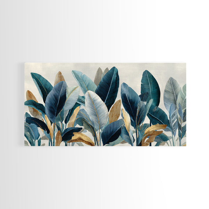 Banana Leaves Layered Canvas Print, Tropical Art, Watercolor Painting, Living Room Decor, Oil Painting, Tropic, TRO-2x1-77