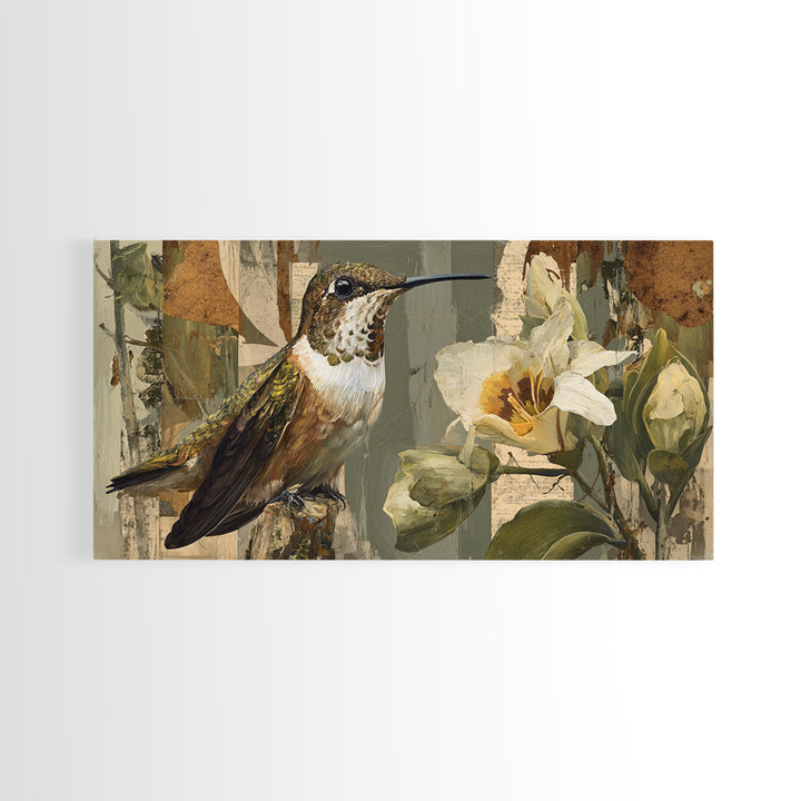Orchid and Hummingbird Composition Canvas Print, Tropical Art, Digital Prints, Living Room Decor, Tropic 178, Set of Prints, TRO-2x1-78