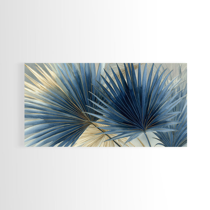 Rain Soaked Palm Leaf Closeup Canvas Print, Tropical Art, Coastal Wall Art, Living Room Decor, Oil Painting, Tropic, TRO-2x1-89
