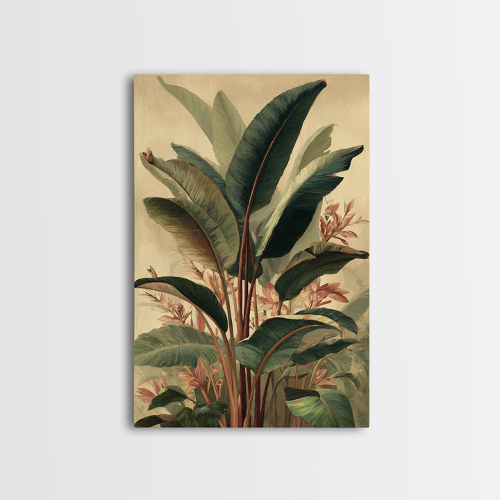 Banana Leaves Layered Framed Canvas Print, Tropical Art, Printable Art, Living Room Decor, Abstract Art, Tropic, TRO-2x3-17