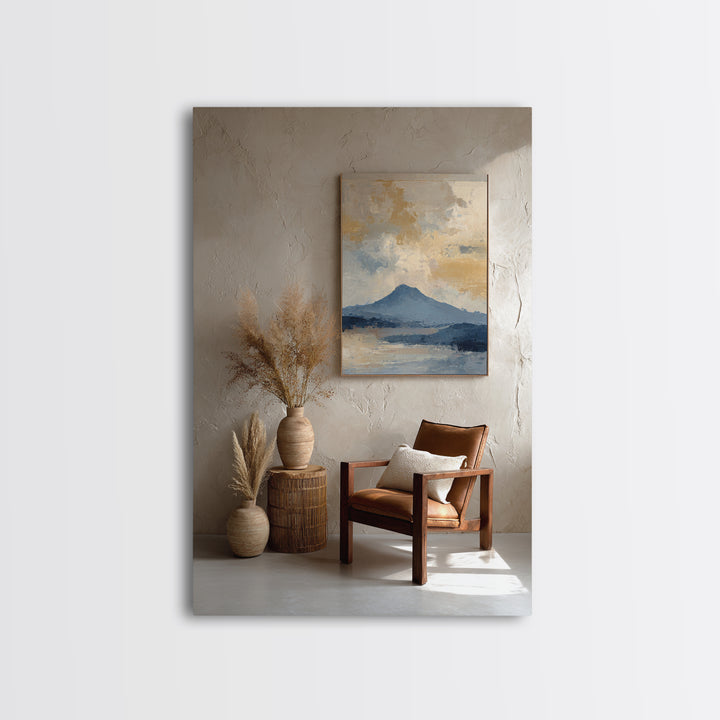 Island Volcano with Lush Foreground Framed Canvas Print, Tropical Art, Printable, Living Room Decor, Fine Art, Tropic, TRO-2x3-25