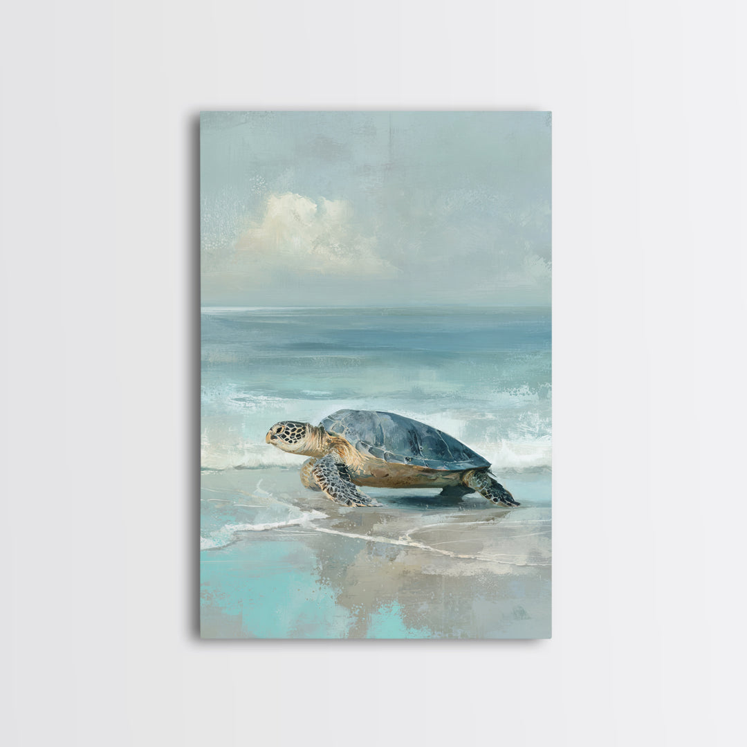 Sea Turtle Near Tropical Reef Framed Canvas Print, Tropical Art, Room Decor, Living Room Decor, Fine Art, Tropic, Printable, TRO-2x3-3
