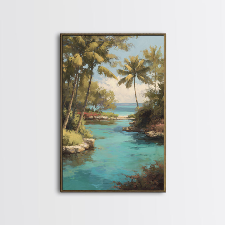 Tropical Lagoon with Turquoise Water Canvas Print, Tropical Art, Wall Art Prints, Living Room Decor, Fine Art, Tropic, TRO-2x3-39