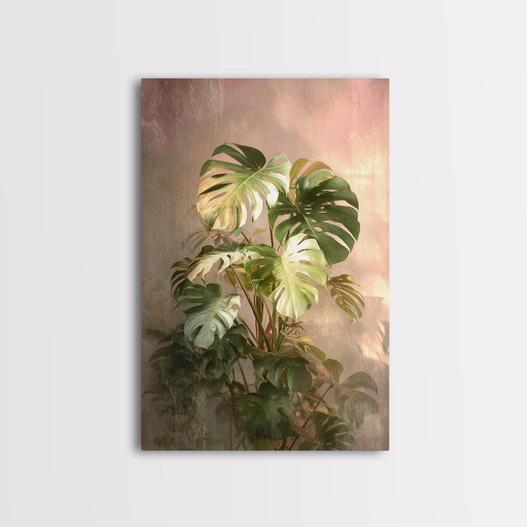 Lush Monstera Leaves Canvas Print, Tropical Art, Beach Decor, Living Room Decor, Oil Painting, Tropic, Fine Art Print, TRO-2x3-57
