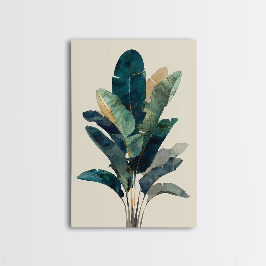 Banana Leaves Layered Canvas Print, Tropical Art, Coastal Wall Art, Living Room Decor, Fine Art, Tropic, Beach Prints, TRO-2x3-65