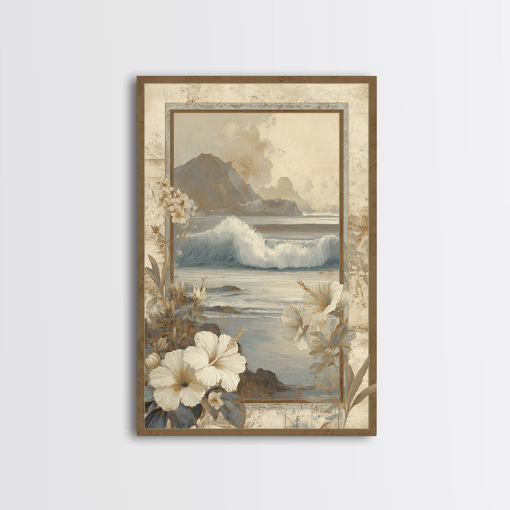 Sunset Surf Scene Framed Canvas Print, Tropical Art, Wall Art Prints, Living Room Decor, Fine Art, Tropic, Beach Wall Art, TRO-2x3-78