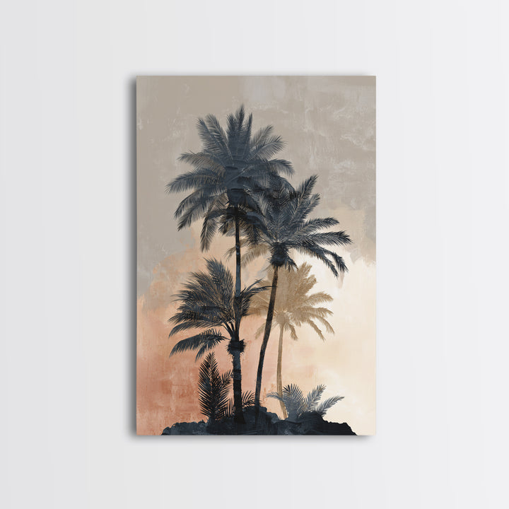 Palm Tree Silhouettes Framed Canvas Print, Tropical Art, Modern Decor, Living Room Decor, Fine Art, Tropic, Wall Decor, TRO-2x3-84
