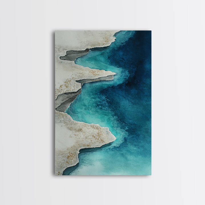Tropical Lagoon with Turquoise Water Framed Canvas Print, Tropical Art, Gallery Wall Art, Living Room Decor, Fine Art, Tropic, TRO-2x3-87