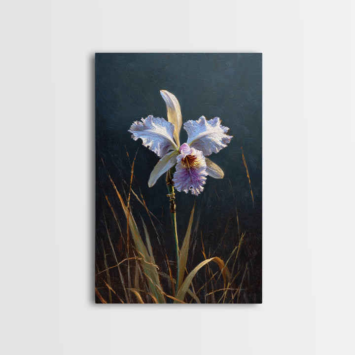 Orchid and Hummingbird Composition Framed Canvas Print, Tropical Art, Pink Wall Art, Living Room Decor, Fine Art, Tropic, TRO-2x3-90