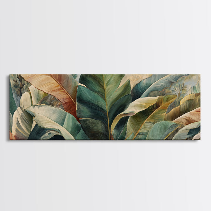 Banana Leaves Layered Framed Canvas Print, Tropical Art, Coastal Decor, Living Room Decor, Fine Art, Tropic, Modern Decor, TRO-3x1-1