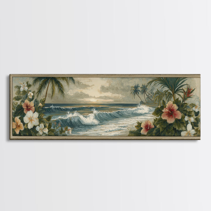 Sunset Surf Scene Canvas Print, Tropical Art, Modern Decor, Living Room Decor, Fine Art, Tropic, Wall Decor, Digital Prints, TRO-3x1-14