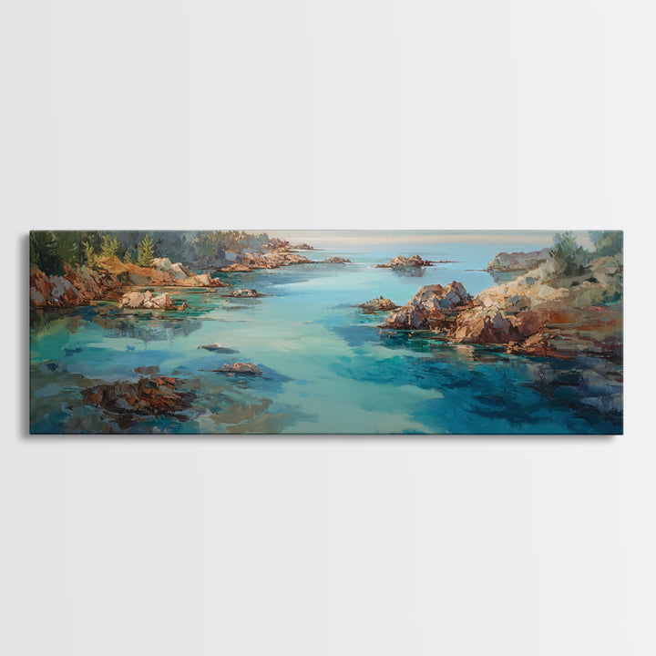 Tropical Lagoon with Turquoise Water Framed Canvas Print, Tropical Art, Room Decor, Living Room Decor, Fine Art, Tropic, TRO-3x1-23