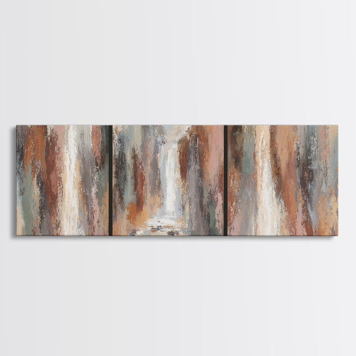 Jungle Waterfall with Misty Light Canvas Print, Tropical Art, Beach Decor, Living Room Decor, Oil Painting, Tropic, TRO-3x1-29