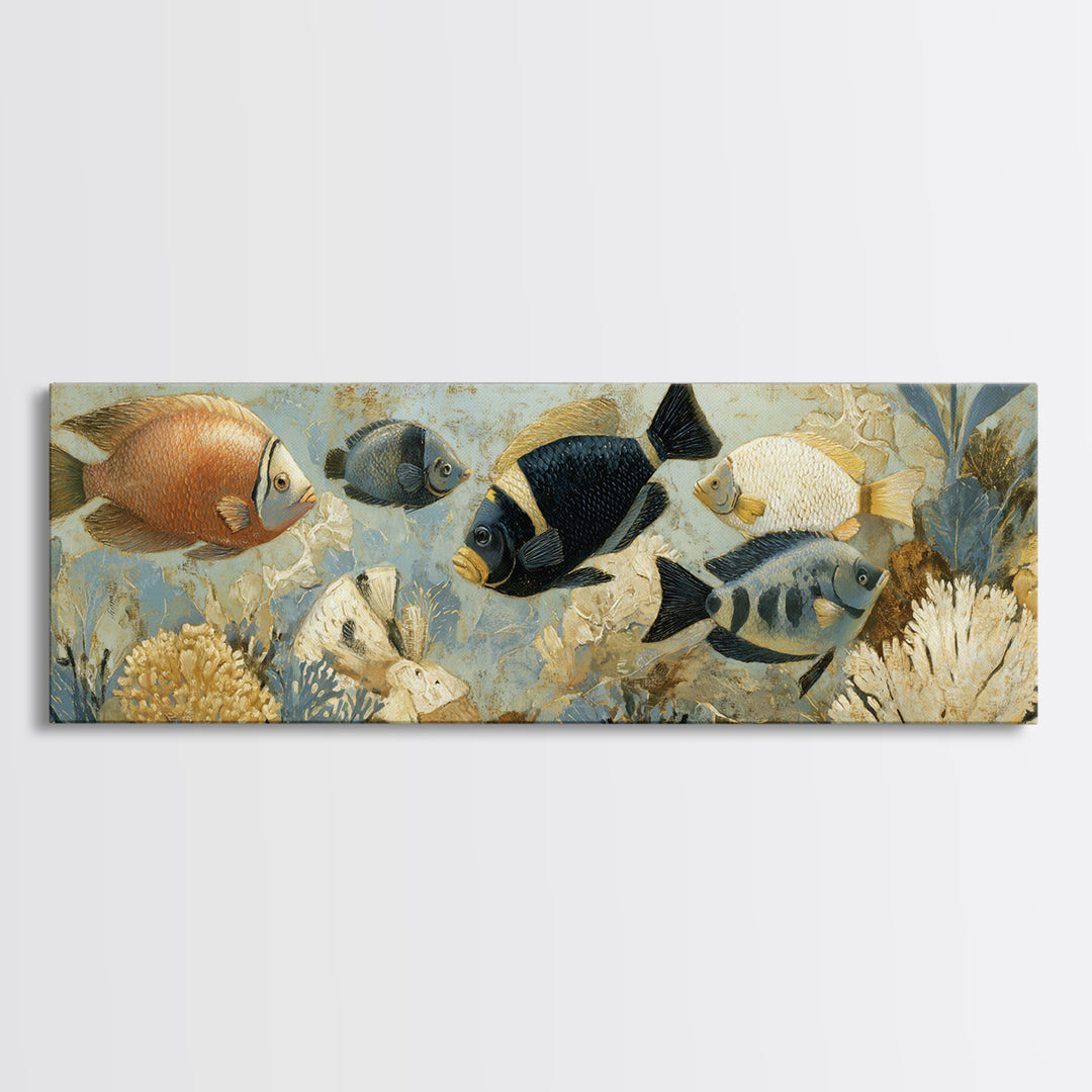 Tropical Fish over Coral Reef Canvas Print, Tropical Art, Fine Art Print, Living Room Decor, Fine Art, Tropic, Digital Prints, TRO-3x1-3
