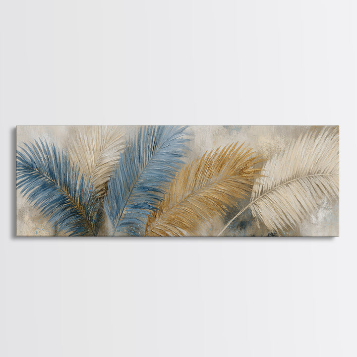 Rain Soaked Palm Leaf Closeup Framed Canvas Print, Tropical Art, Downloadable Prints, Living Room Decor, Watercolor Art, Tropic, TRO-3x1-37