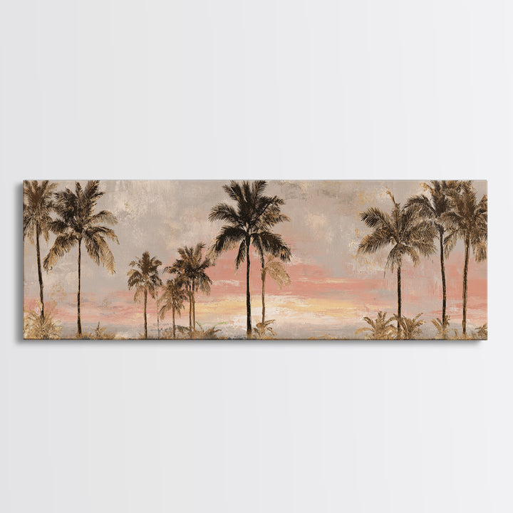 Palm Tree Silhouettes Framed Canvas Print, Tropical Art, Modern Decor, Living Room Decor, Fine Art, Tropic, Wall Decor, TRO-3x1-44