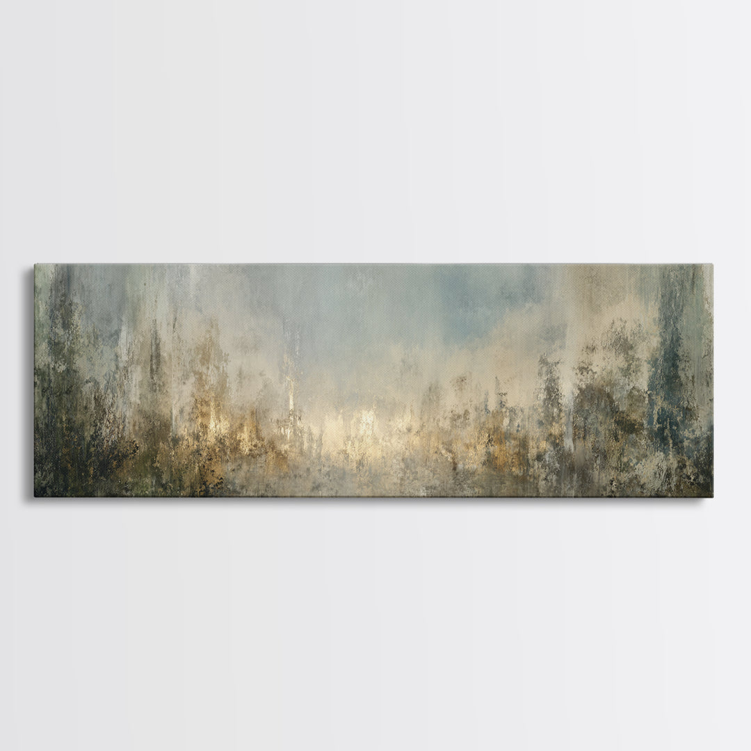 Jungle Waterfall with Misty Light Framed Canvas Print, Tropical Art, Gallery Wall Art, Living Room Decor, Fine Art, Tropic, TRO-3x1-53