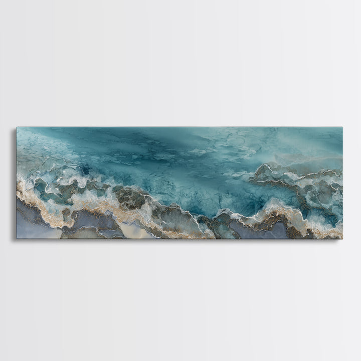 Tropical Lagoon with Turquoise Water Canvas Print, Tropical Art, Pink Wall Art, Living Room Decor, Tropic, Coastal Art, TRO-3x1-71