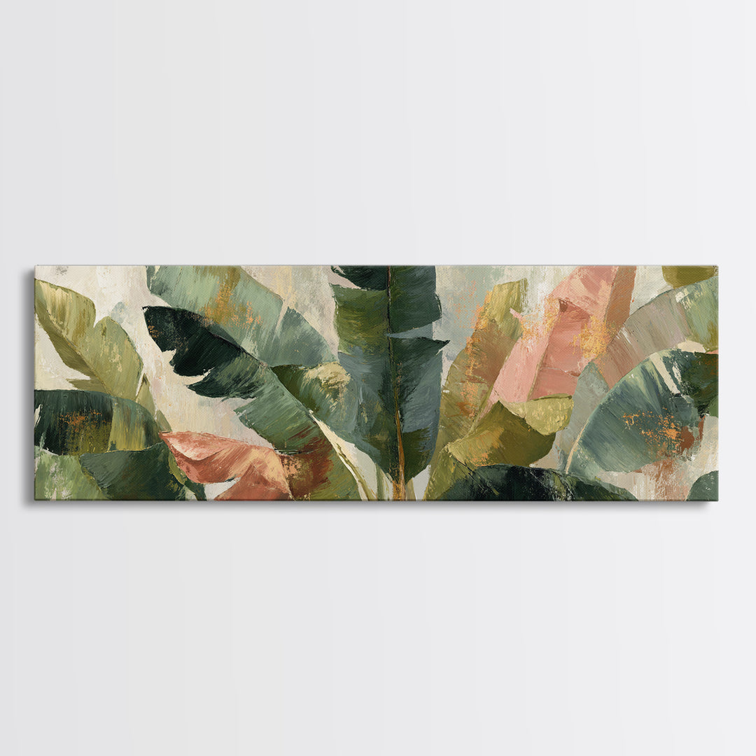 Banana Leaves Layered Framed Canvas Print, Tropical Art, Neutral Decor, Living Room Decor, Fine Art, Tropic, Home Decor, TRO-3x1-73