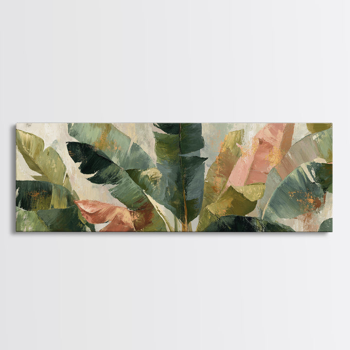Banana Leaves Layered Framed Canvas Print, Tropical Art, Neutral Decor, Living Room Decor, Fine Art, Tropic, Home Decor, TRO-3x1-73