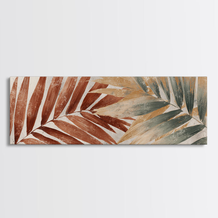 Rain Soaked Palm Leaf Closeup Canvas Print, Tropical Art, Botanical Art, Living Room Decor, Watercolor Art, Tropic, TRO-3x1-85