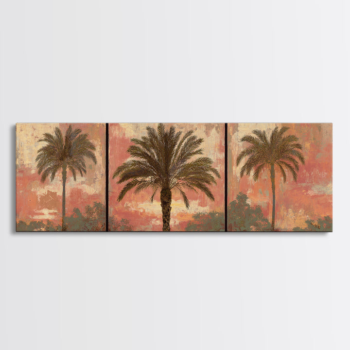Palm Tree Silhouettes Canvas Print, Tropical Art, Digital Art, Living Room Decor, Oil Painting, Tropic, Watercolor Art, TRO-3x1-92
