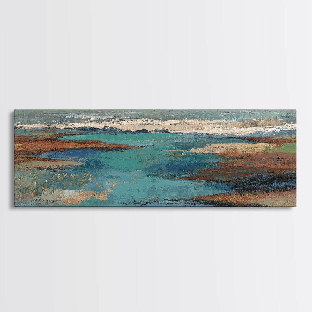 Tropical Lagoon with Turquoise Water Canvas Print, Tropical Art, Digital Art, Living Room Decor, Oil Painting, Tropic, TRO-3x1-95