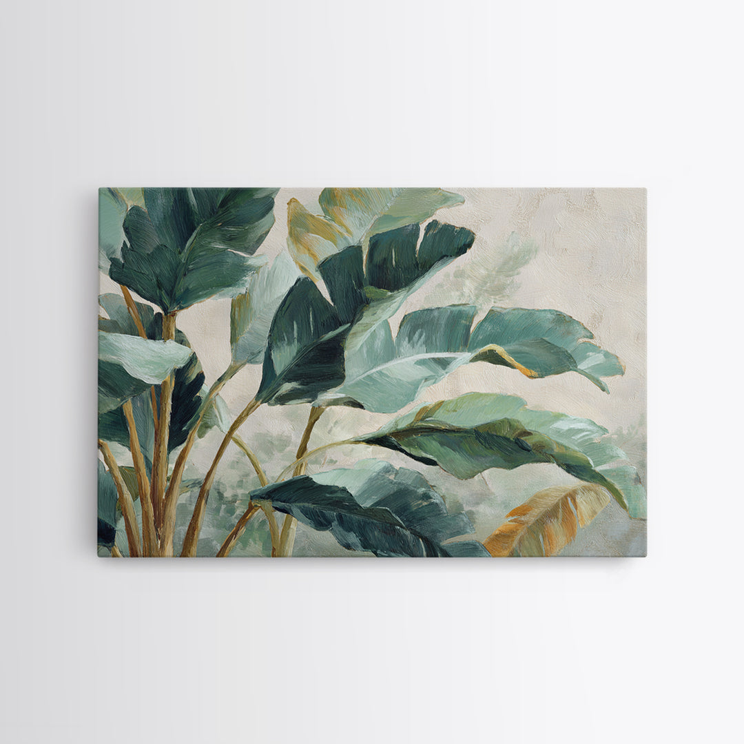 Banana Leaves Layered Framed Canvas Print, Tropical Art, Downloadable Prints, Living Room Decor, Watercolor Art, Tropic, TRO-3x2-13