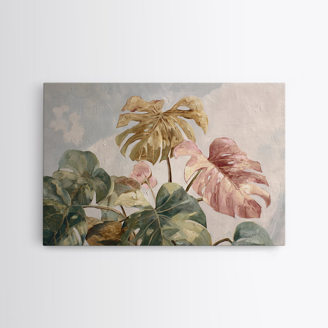Lush Monstera Leaves Canvas Print, Tropical Art, Modern Decor, Living Room Decor, Fine Art, Tropic, Wall Decor, Digital Prints, TRO-3x2-29