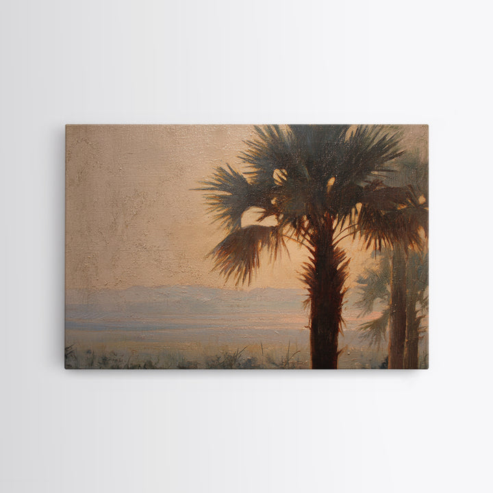 Palm Tree Silhouettes Canvas Print, Tropical Art, Gallery Wall Art, Living Room Decor, Fine Art, Tropic, Textured Painting, TRO-3x2-32
