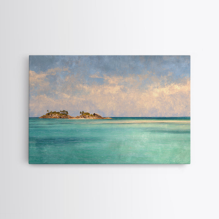 Tropical Lagoon with Turquoise Water Framed Canvas Print, Tropical Art, Room Decor, Living Room Decor, Fine Art, Tropic, TRO-3x2-35