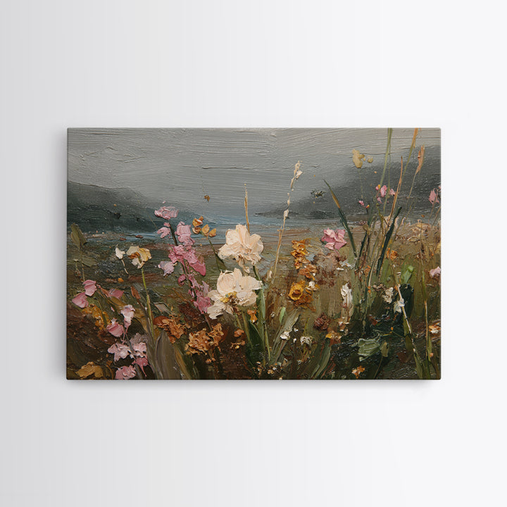 Orchid and Hummingbird Composition Canvas Print, Tropical Art, Abstract Painting, Living Room Decor, Fine Art, Tropic, TRO-3x2-38
