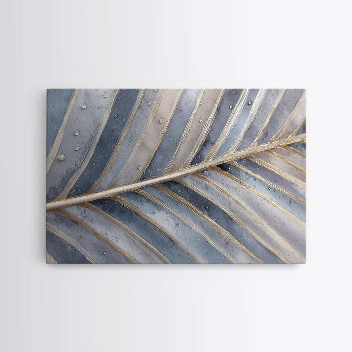Rain Soaked Palm Leaf Closeup Canvas Print, Tropical Art, Neutral Decor, Living Room Decor, Oil Painting, Tropic, Home Decor, TRO-3x2-49