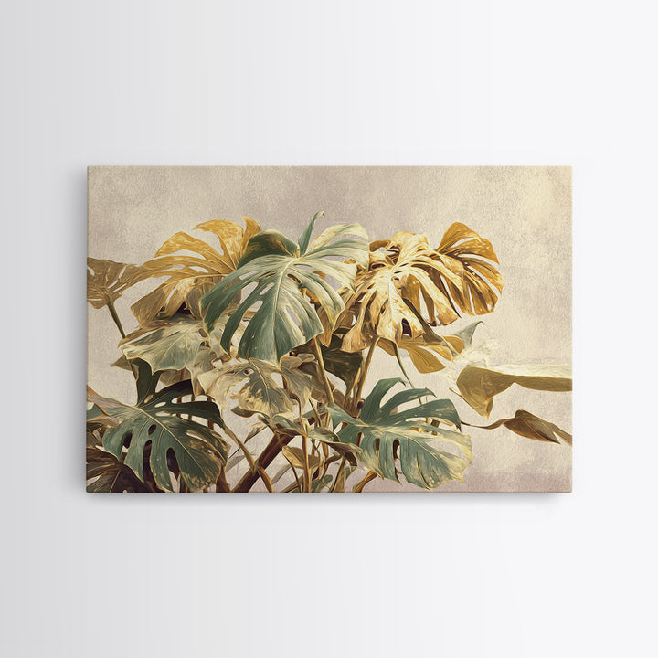 Lush Monstera Leaves Canvas Print, Tropical Art, Modern Decor, Living Room Decor, Fine Art, Tropic, Wall Decor, Digital Prints, TRO-3x2-53