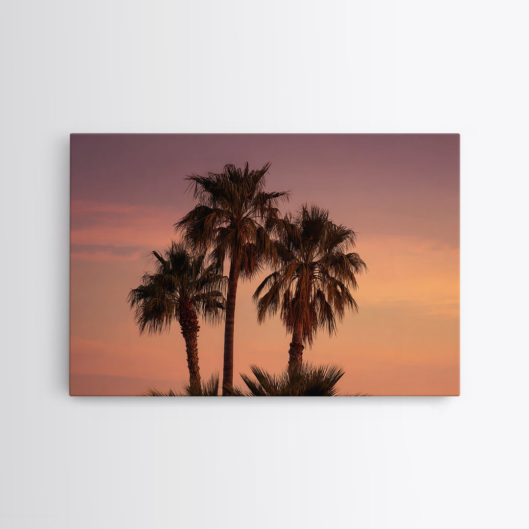 Palm Tree Silhouettes Framed Canvas Print, Tropical Art, Beach Decor, Living Room Decor, Oil Painting, Tropic, Fine Art Print, TRO-3x2-8