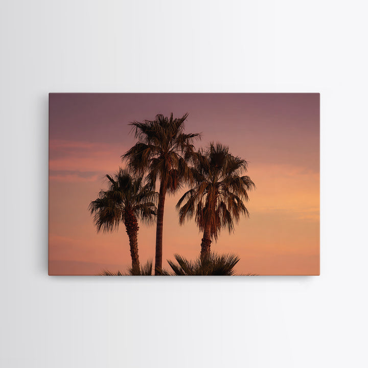Palm Tree Silhouettes Framed Canvas Print, Tropical Art, Beach Decor, Living Room Decor, Oil Painting, Tropic, Fine Art Print, TRO-3x2-8