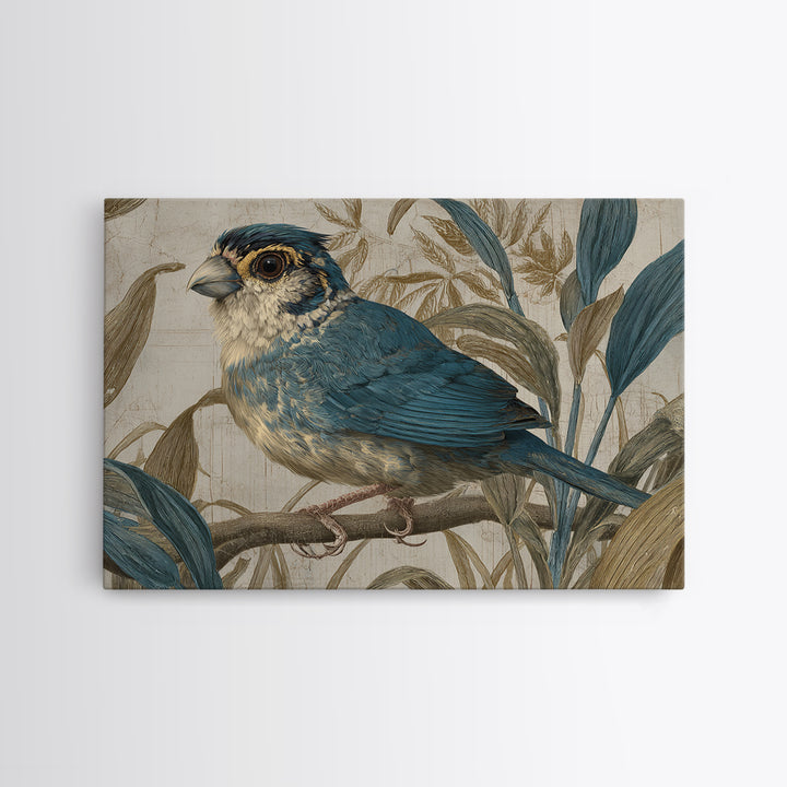 Colorful Jungle Bird Pattern Framed Canvas Print, Tropical Art, Print, Living Room Decor, Fine Art, Tropic, Coastal Wall Art, TRO-3x2-96